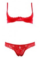 Ensemble Soutien-Gorge 1/4 Push-Up et String Rouge