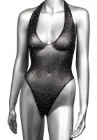 Body String Dos Nu avec Strass Noir Taille Unique