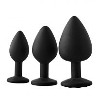 Coffret Plug Anal x3 Silicone Noir ø2,7-4,4