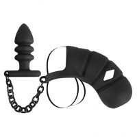 Cage à Pénis et Testicules Souple avec Butt Plug