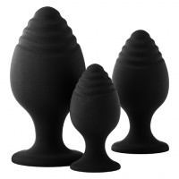 Kit Anal Plug Ventouse par 3 Noir ø3-4,5
