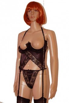 Bustier String Ouvert Porte Jarretelles Bas