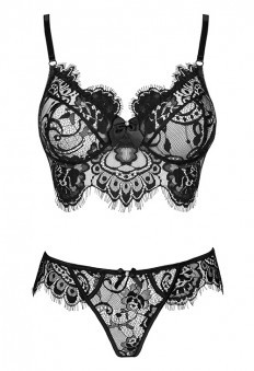 Soutien-Gorge et String Dentelle Sensuels Noir