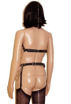 Ensemble Soutien Gorge et Porte Jarretelles Cha�nes et Cuir