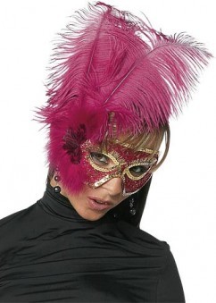 Masque Avec Plumes Poupre
