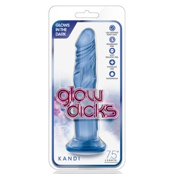 Gode Glow Dicks Bleu 19cm 4