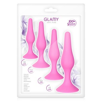 Coffret de Plugs Anaux Roses Glamy 10-15cm 2-3,5