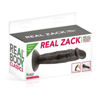 Gode Ventouse Noir Real Zack 16cm 3,5