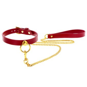 Collier et Laisse Or et Rouge Taboom