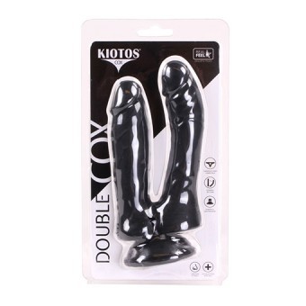 Double Gode Réaliste Kiotos Noir 19cm ø3