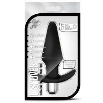 Plug Anal Vibrant Silicone Noir 13cm 3,5