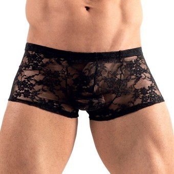 Boxer Dentelle  Fleurs Homme Noir