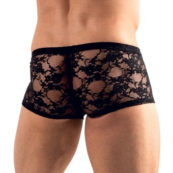 Boxer Dentelle  Fleurs Homme Noir