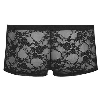 Boxer Dentelle  Fleurs Homme Noir