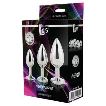 Set Plugs Anal Argent et Strass 2,5-4,5