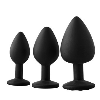 Coffret Plug Anal x3 Silicone Noir 2,7-4,4