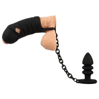 Cage  Pnis et Testicules Souple avec Butt Plug