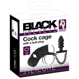 Cage  Pnis et Testicules Souple avec Butt Plug