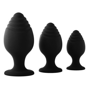 Kit Anal Plug Ventouse par 3 Noir 3-4,5