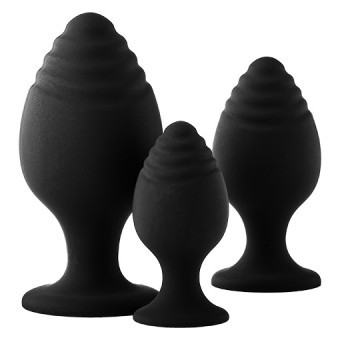 Kit Anal Plug Ventouse par 3 Noir 3-4,5