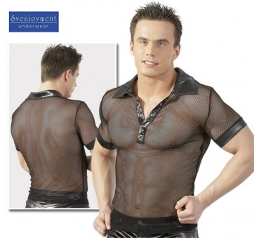 Polo Noir Resille Col Brillant