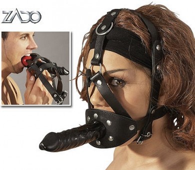 Harnais Double Baillon Gode Ballgag Cuir