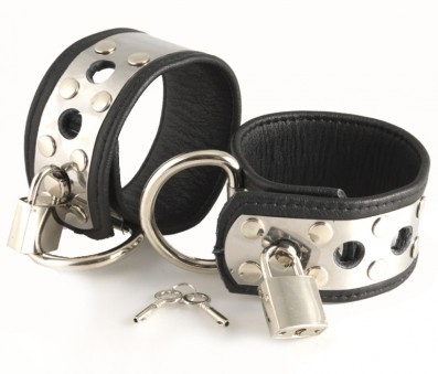 Menottes Poignets Metal Cuir