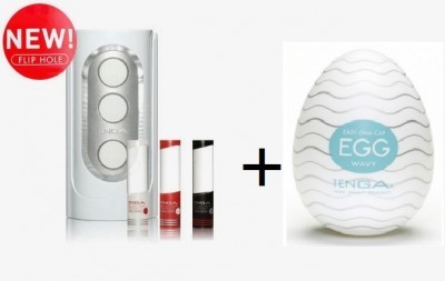 Pack Tenga Flip Hole + Masturbateur Bleu Tenga Egg