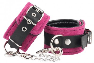 Menottes Poignets Cuir Rose