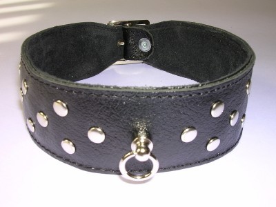 Collier Cuir Large Avec Rivets