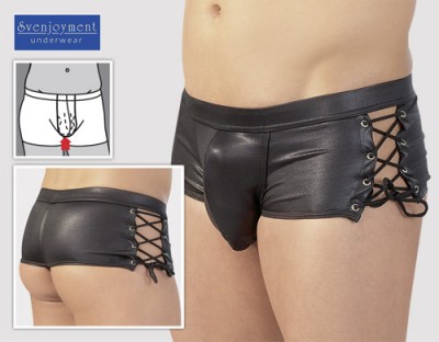 Boxer Noir Court Effet Mouill�