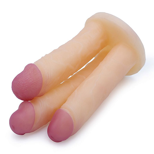Gode Réaliste Triple Cerbère LOVE AND VIBES - Pour Usage Vaginal Ou Anal - Neuf